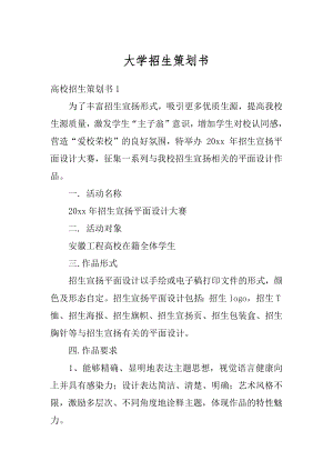 大学招生策划书汇总.docx