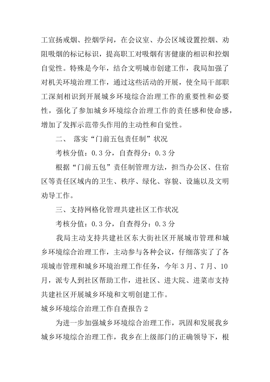 城乡环境综合治理工作自查报告例文.docx_第2页