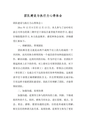 团队建设与执行力心得体会最新.docx