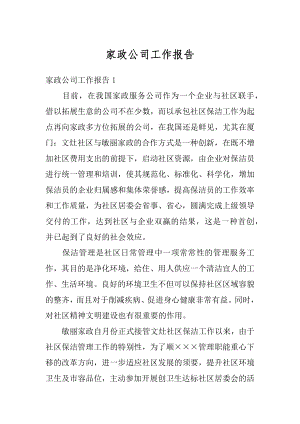 家政公司工作报告汇编.docx