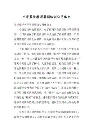 小学数学教师暑期培训心得体会精选.docx