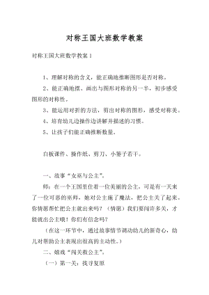 对称王国大班数学教案汇总.docx