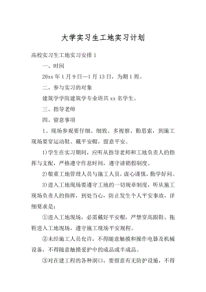 大学实习生工地实习计划精品.docx