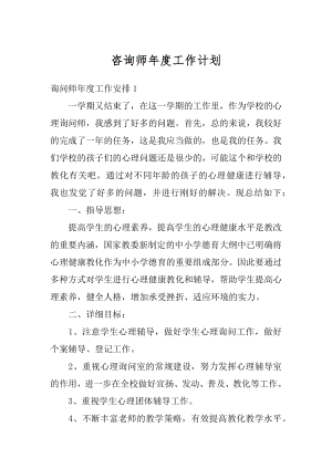 咨询师年度工作计划精品.docx