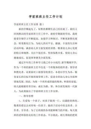 学前班班主任工作计划精编.docx