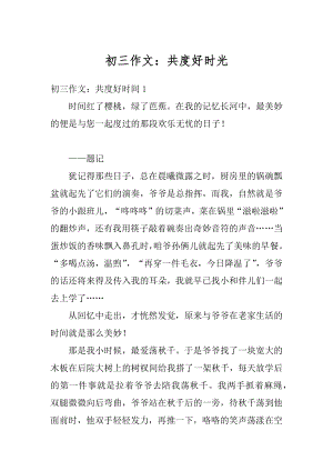 初三作文：共度好时光汇总.docx