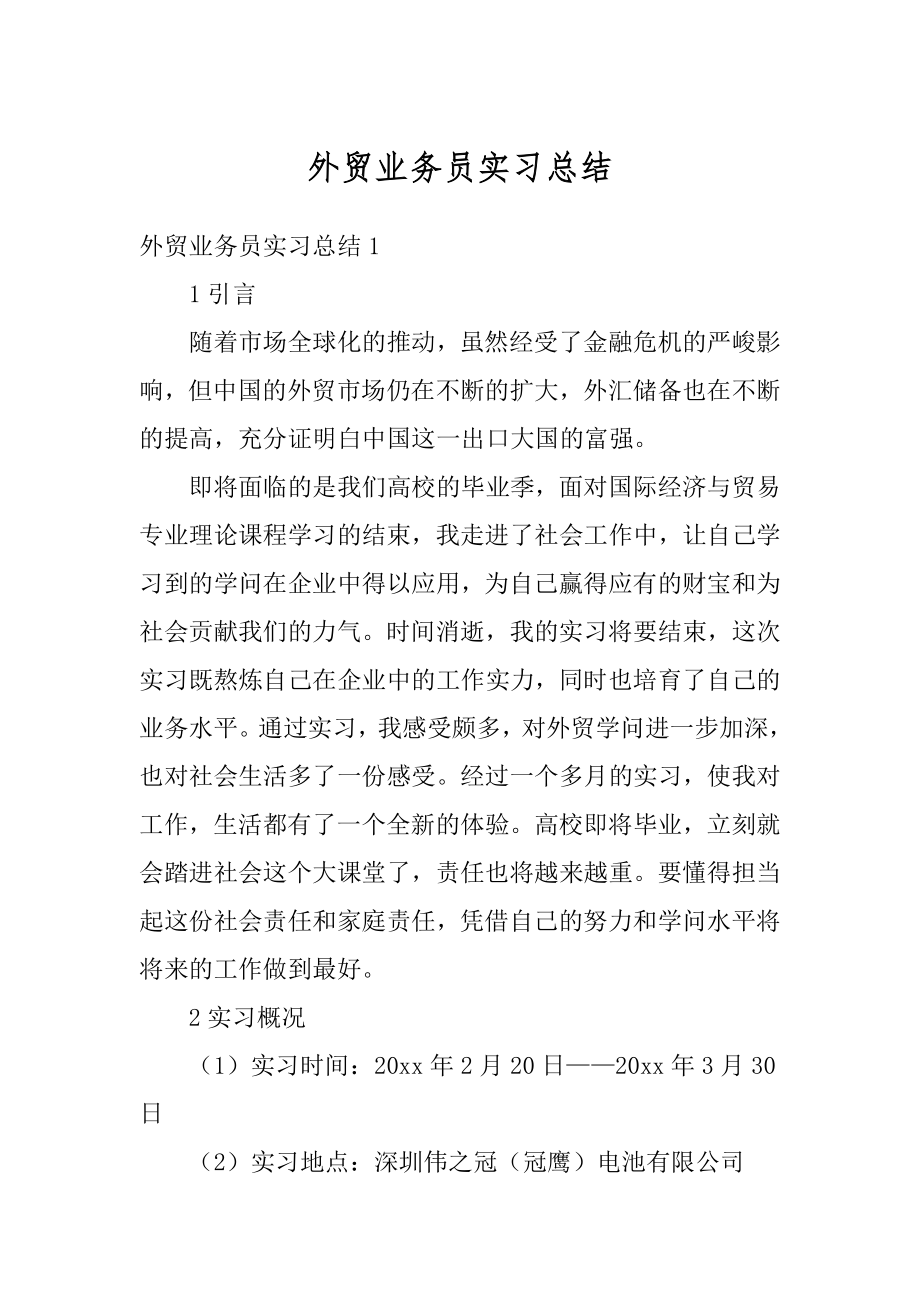 外贸业务员实习总结精品.docx_第1页