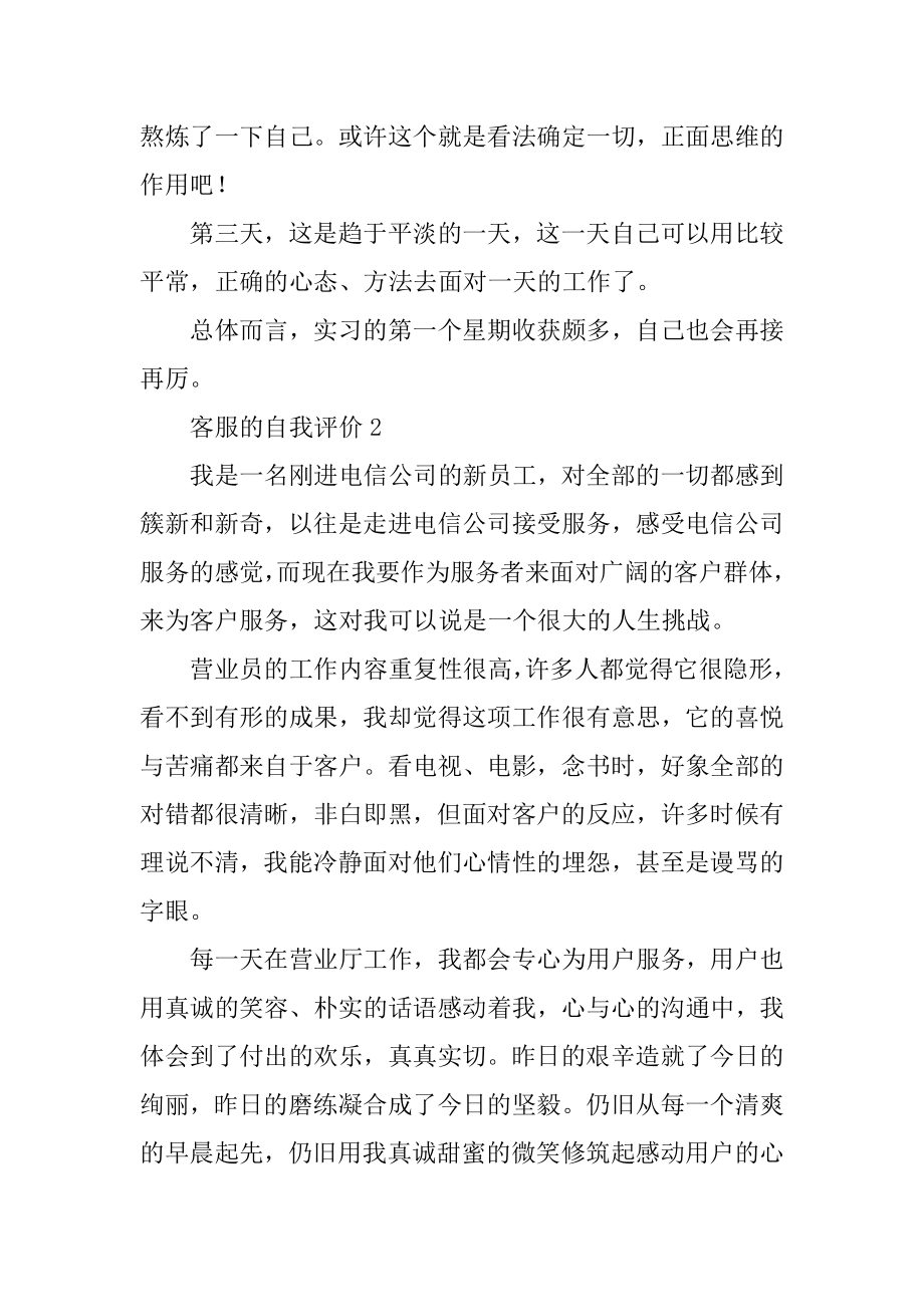 客服的自我评价汇总.docx_第2页