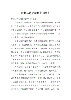 对初三的计划作文300字精编.docx