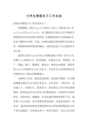 大学生寒假实习工作总结精编.docx