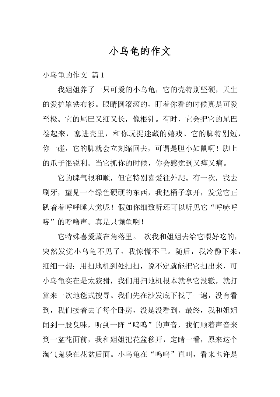 小乌龟的作文优质.docx_第1页