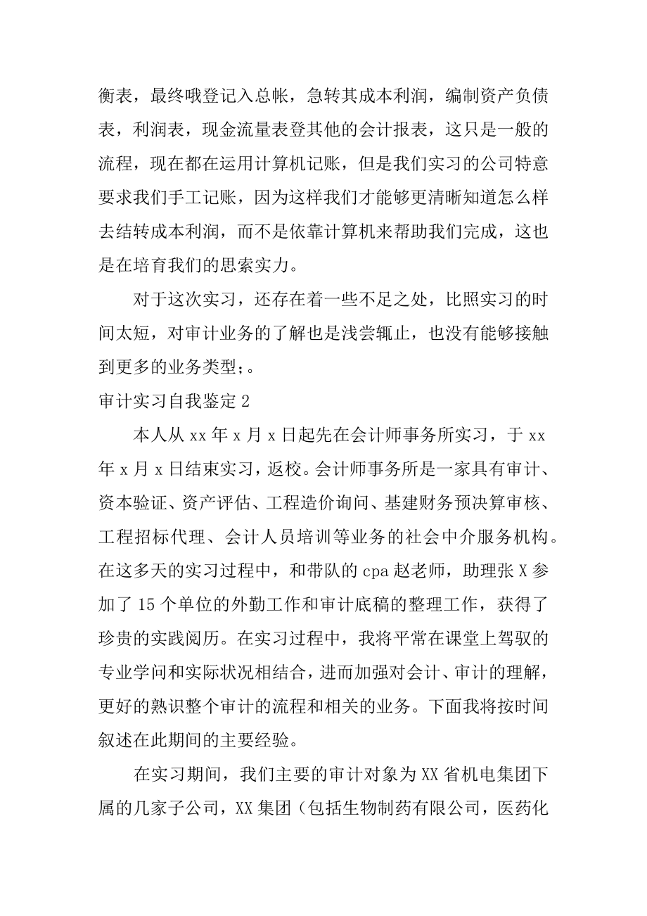 审计实习自我鉴定范本.docx_第2页