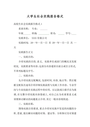 大学生社会实践报告格式精编.docx