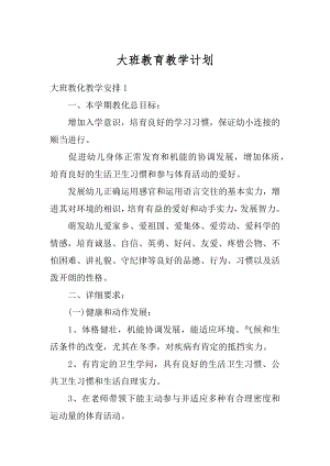 大班教育教学计划例文.docx