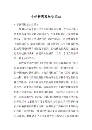 小学新课程培训总结精编.docx