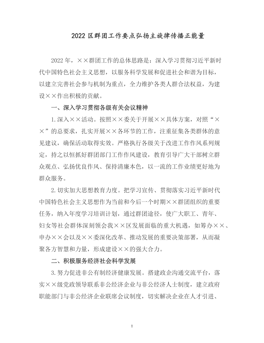 2022区群团工作要点弘扬主旋律传播正能量.docx_第1页