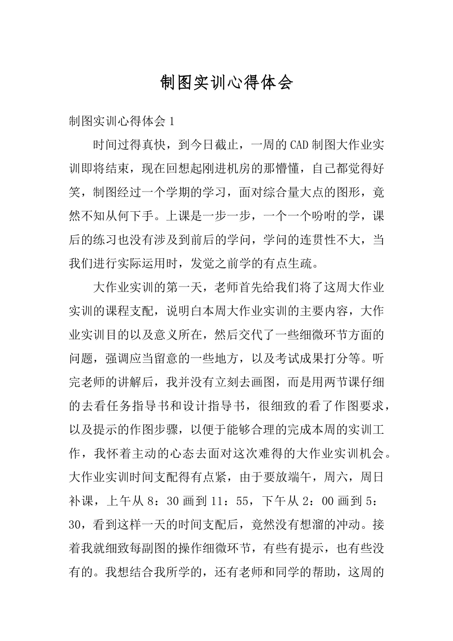 制图实训心得体会最新.docx_第1页