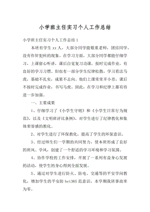 小学班主任实习个人工作总结优质.docx