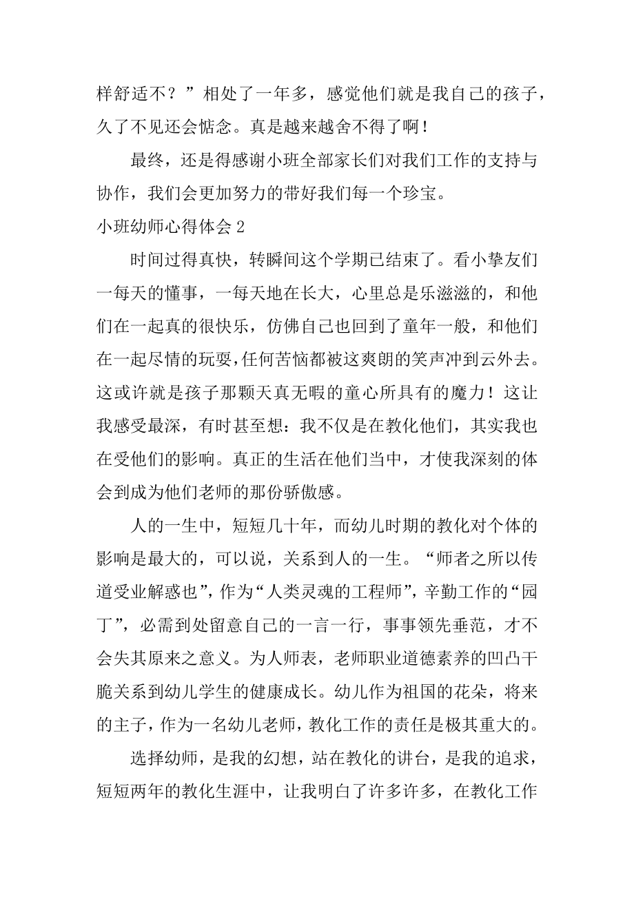 小班幼师心得体会例文.docx_第2页