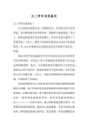 大二学年自我鉴定范文.docx