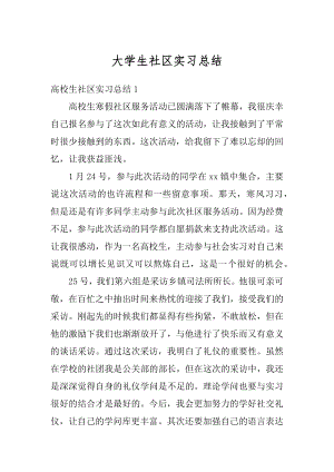 大学生社区实习总结精选.docx