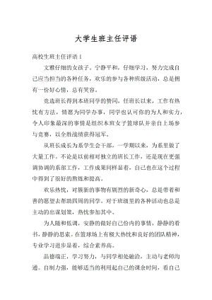 大学生班主任评语范本.docx