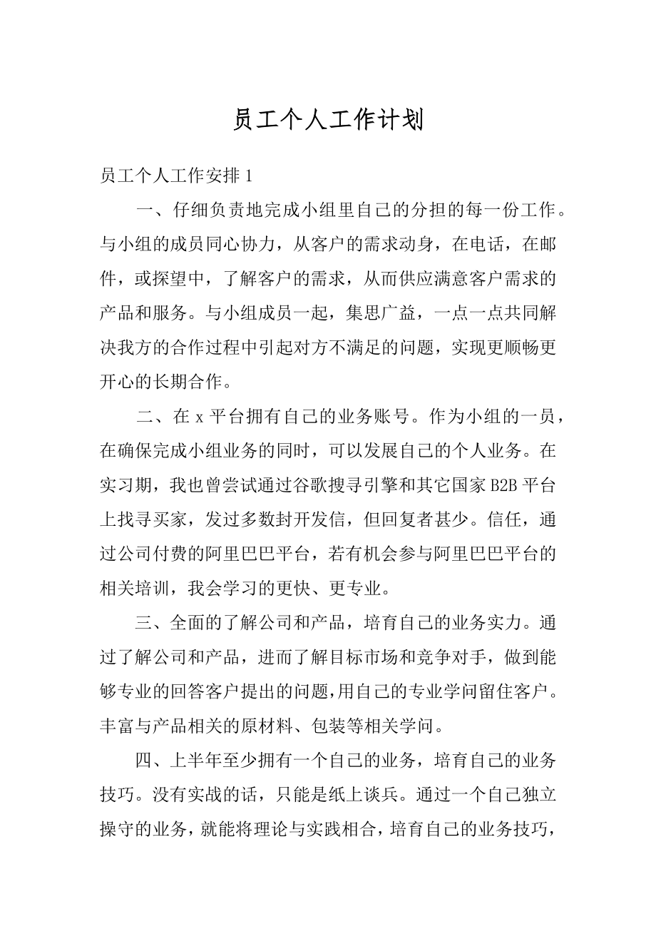 员工个人工作计划精编.docx_第1页