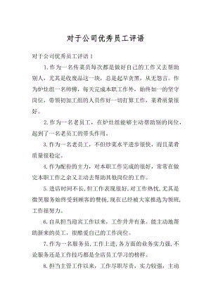 对于公司优秀员工评语汇总.docx