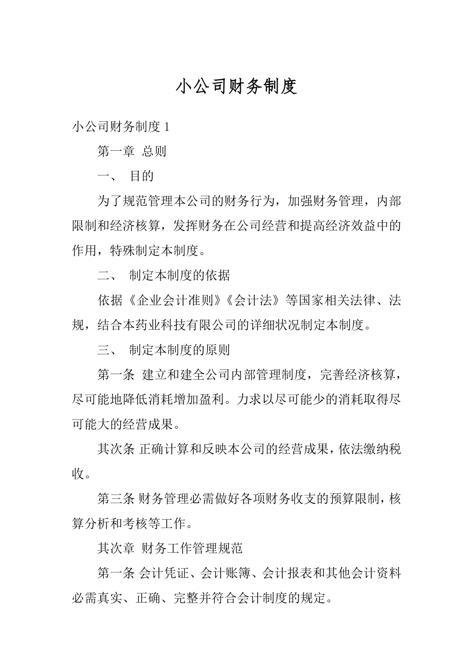 小公司财务制度优质.docx_第1页