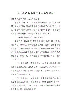 初中思想品德教师个人工作总结精编.docx