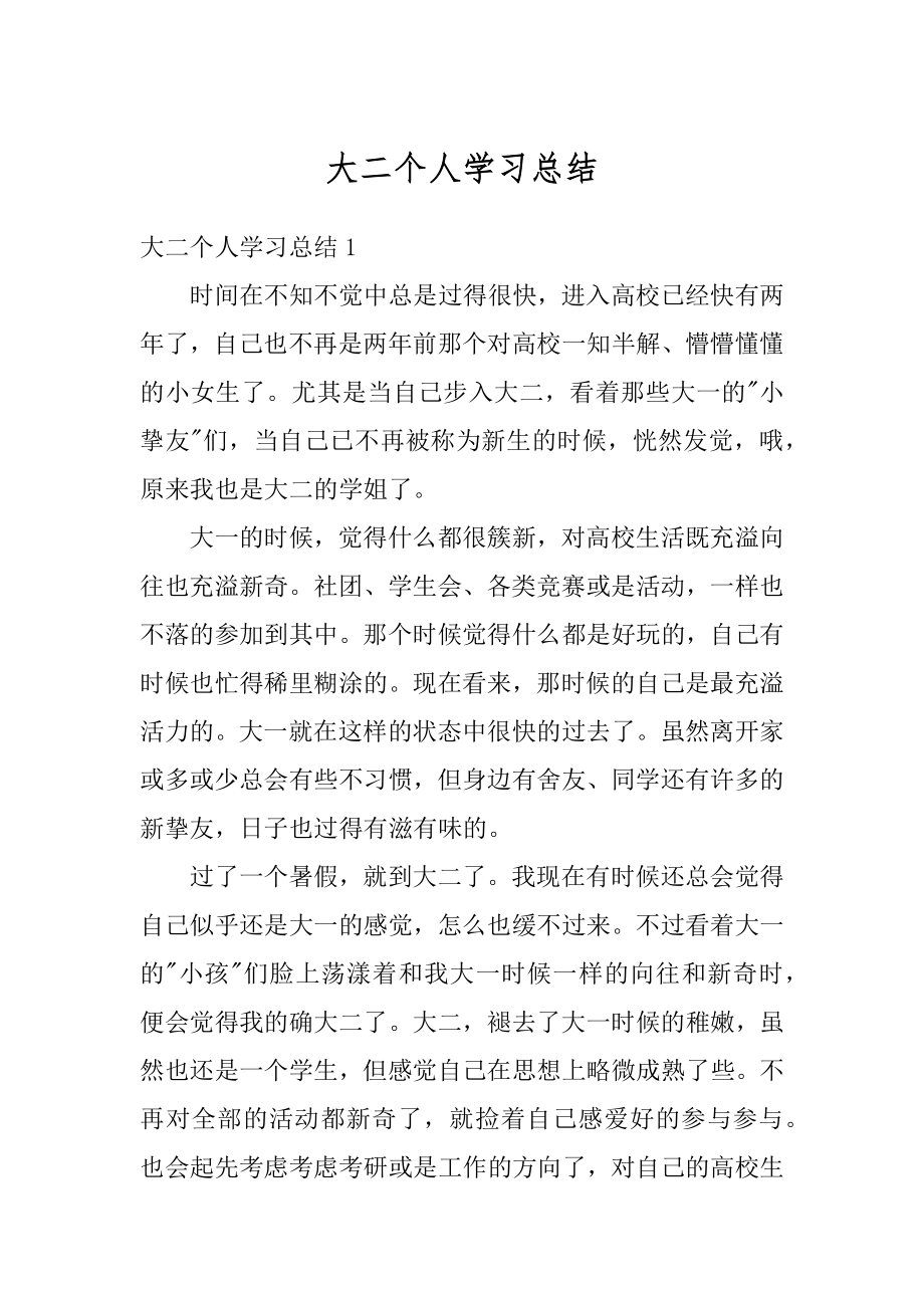 大二个人学习总结精品.docx_第1页