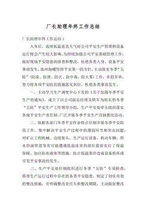 厂长助理年终工作总结最新.docx