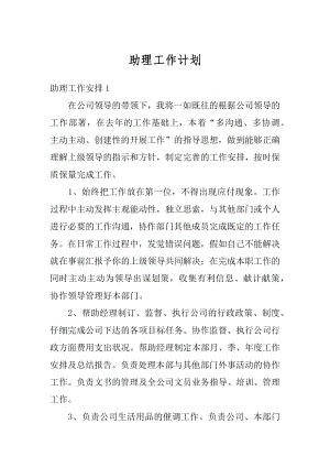 助理工作计划优质.docx