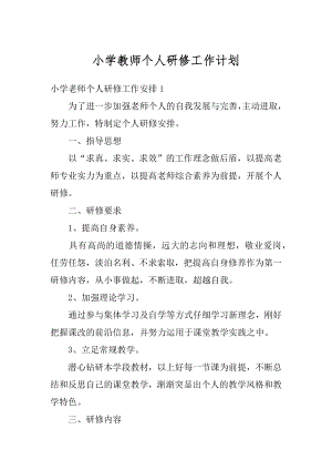 小学教师个人研修工作计划精编.docx