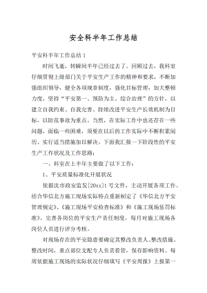 安全科半年工作总结精编.docx