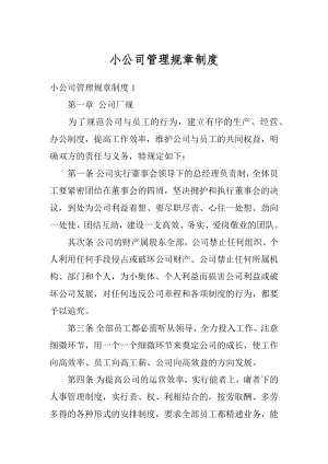 小公司管理规章制度最新.docx