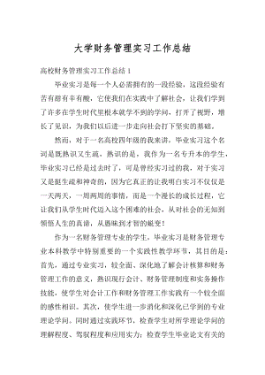 大学财务管理实习工作总结汇编.docx