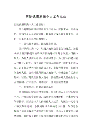 医院试用期满个人工作总结例文.docx