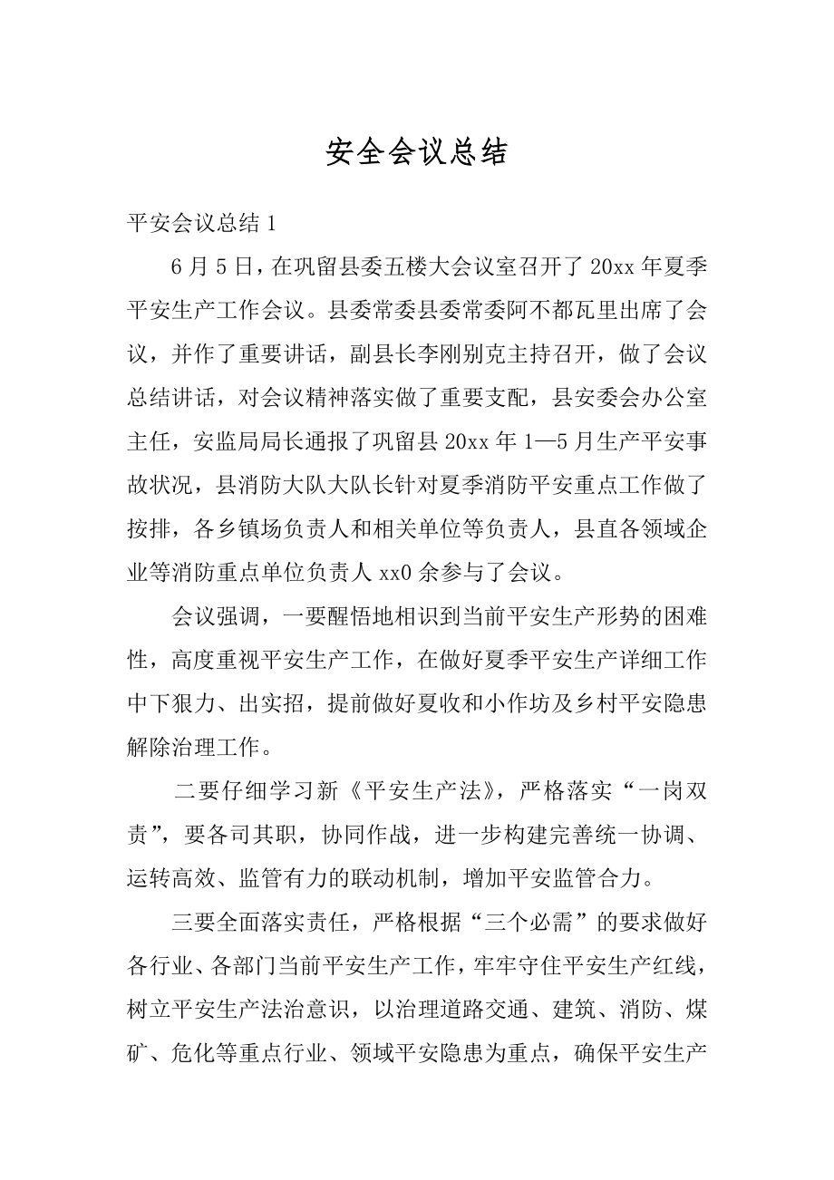 安全会议总结精选.docx_第1页