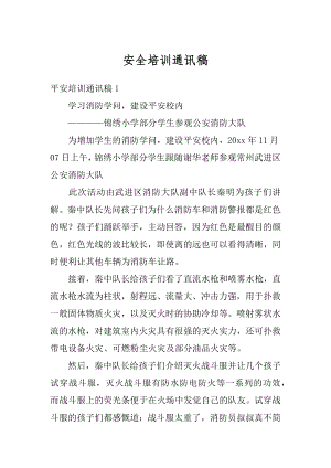 安全培训通讯稿范文.docx