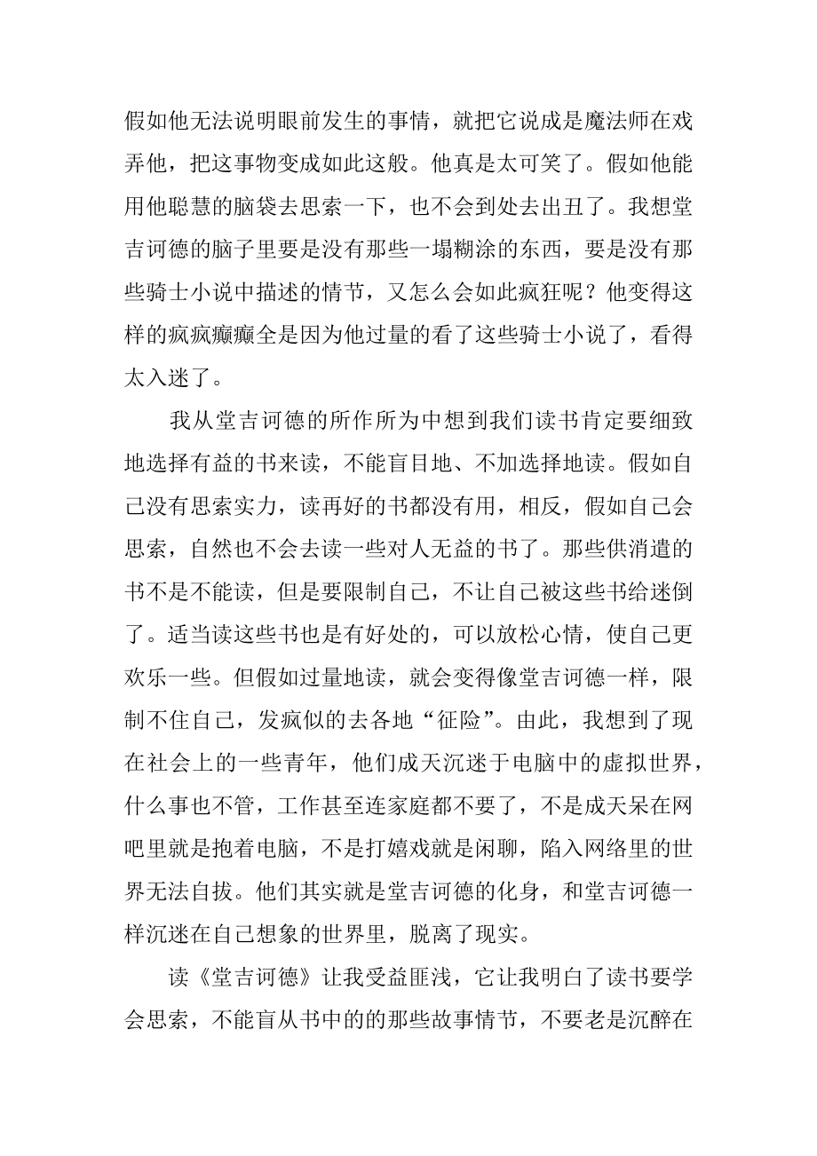 堂吉诃德的读书笔记精选.docx_第2页