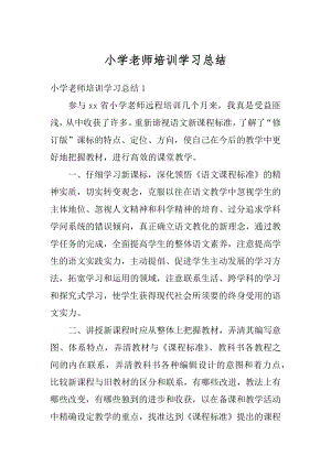 小学老师培训学习总结例文.docx