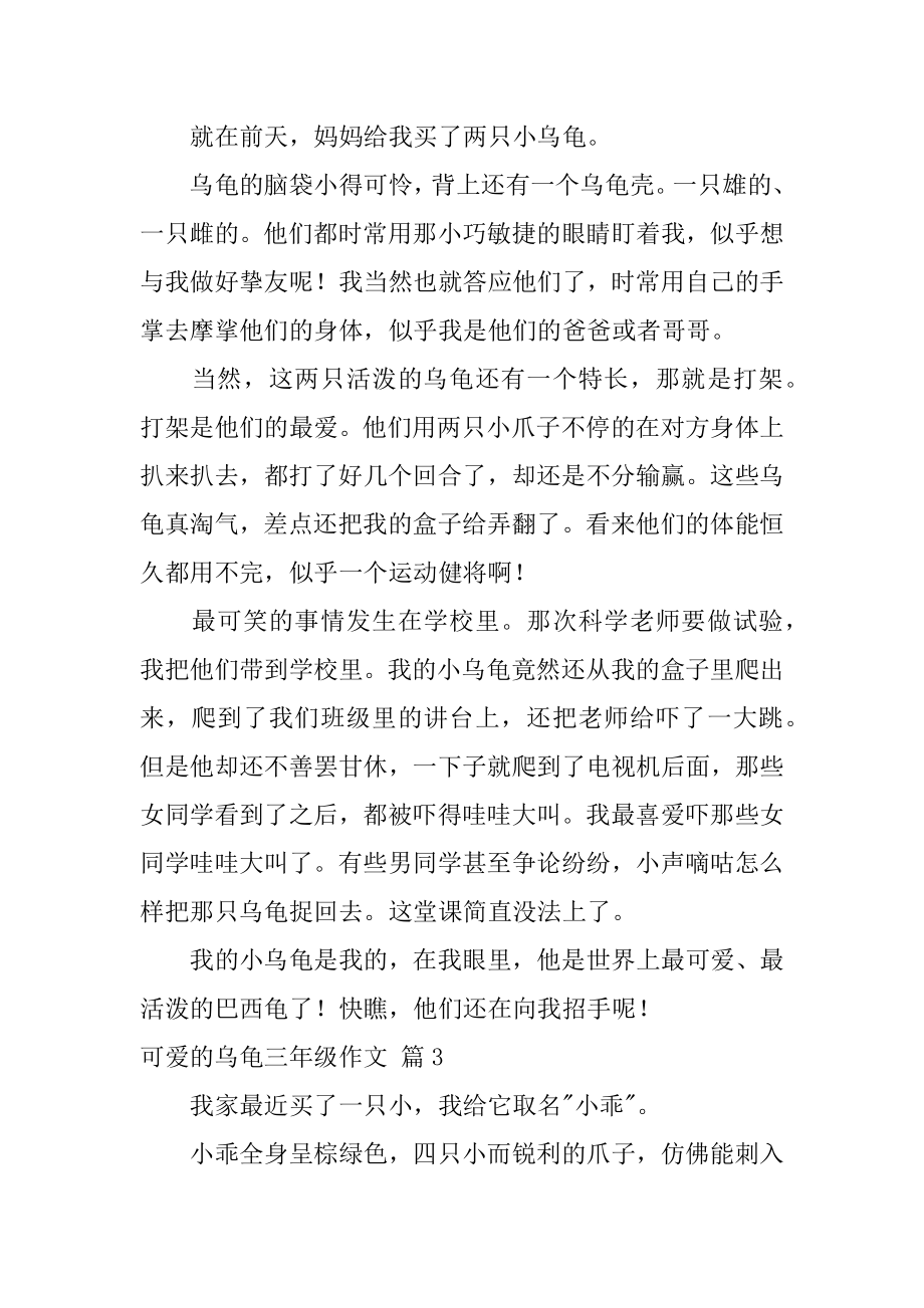 可爱的乌龟三年级作文最新.docx_第2页