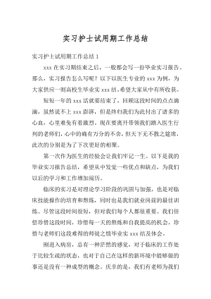 实习护士试用期工作总结汇总.docx