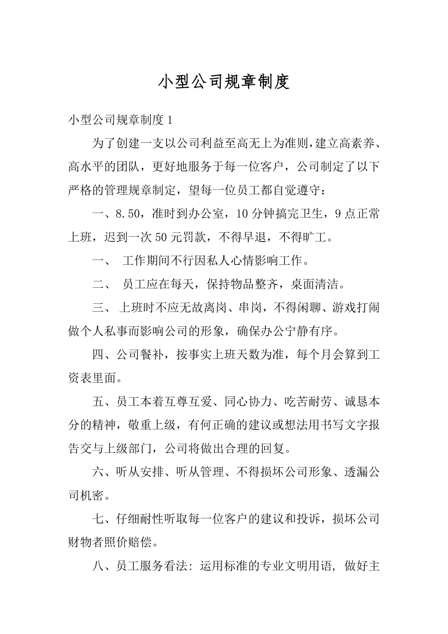 小型公司规章制度优质.docx_第1页