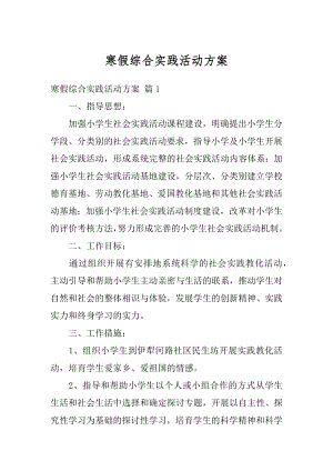 寒假综合实践活动方案汇总.docx