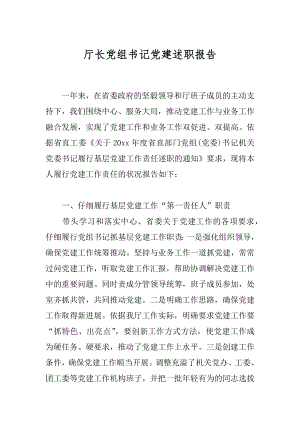 厅长党组书记党建述职报告范文.docx