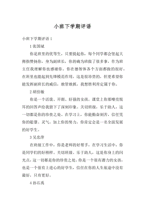 小班下学期评语范文.docx