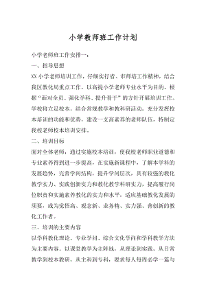 小学教师班工作计划范例.docx