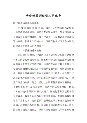 大学新教师培训心得体会范本.docx